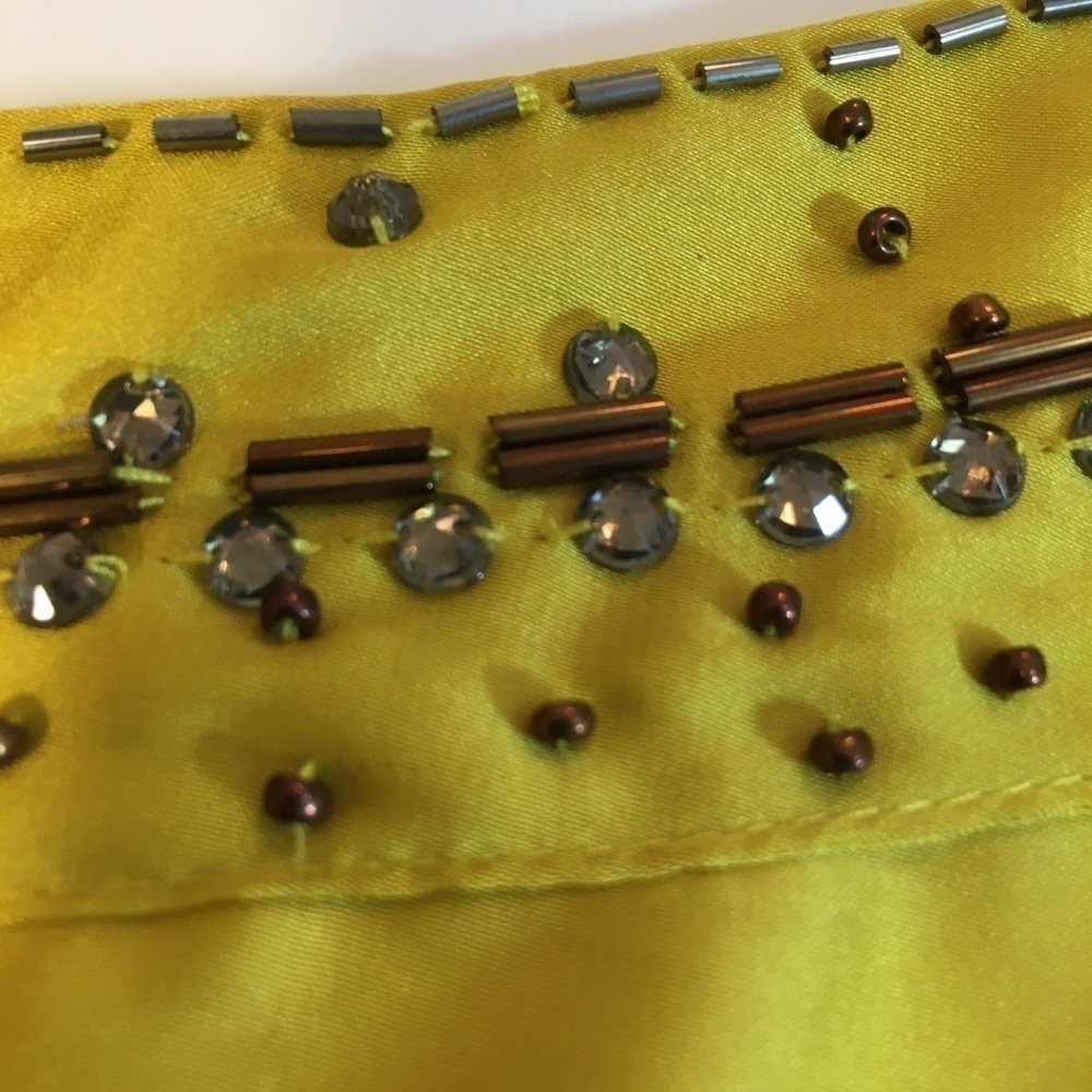 Selena & Maria Sequins Mustard Yellow Long Puff Button Sleeves Blouse Size M - Picture 6 of 16